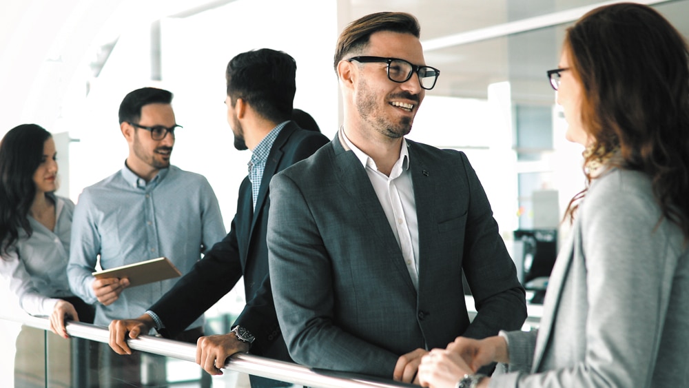 professionals meeting at an event