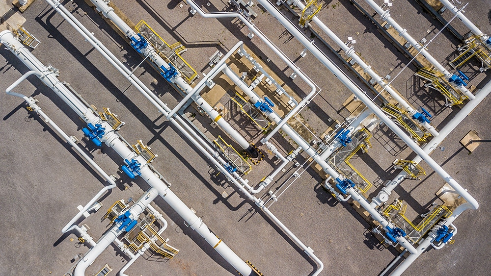 View of pipes from above