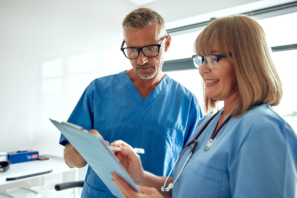 Medical professionals working together in hospital