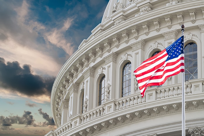 Washington DC Capitol Washington DC Capitol view on cloudy sky background
