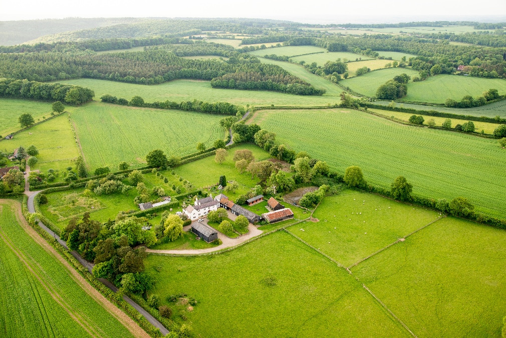 Aerial view of rural landscape