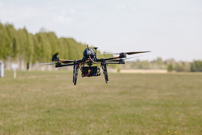 a drone hovering in the air