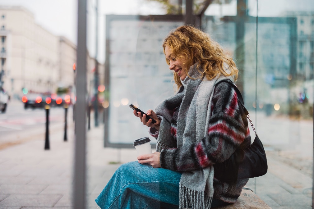 Woman waiting for bus