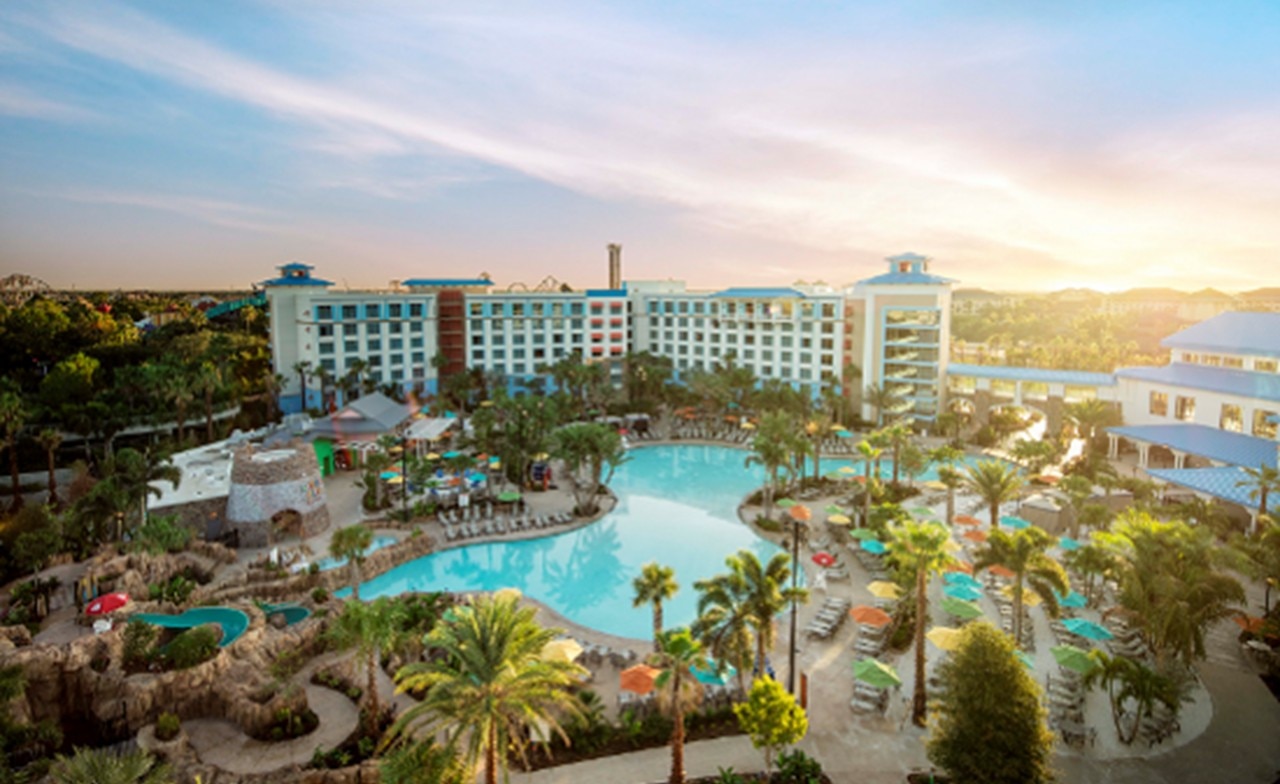 Aerial view of the Loews Sapphire Falls Resort in Orlando, FL