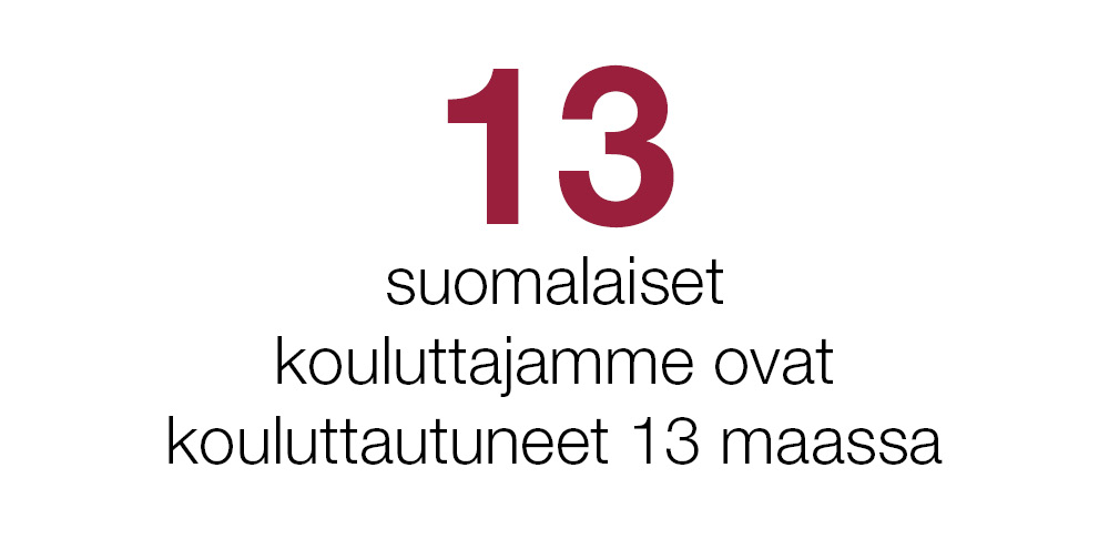 Suomalaiset kouluttajamme ovat kouluttaneet 12 maassa.