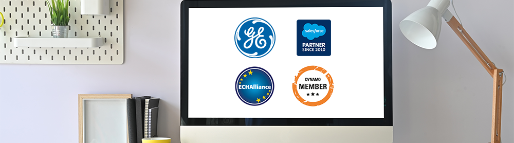 Screen showing company logos
