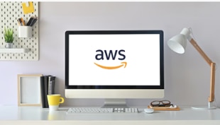 aws logo on a monitor aws logo on a monitor