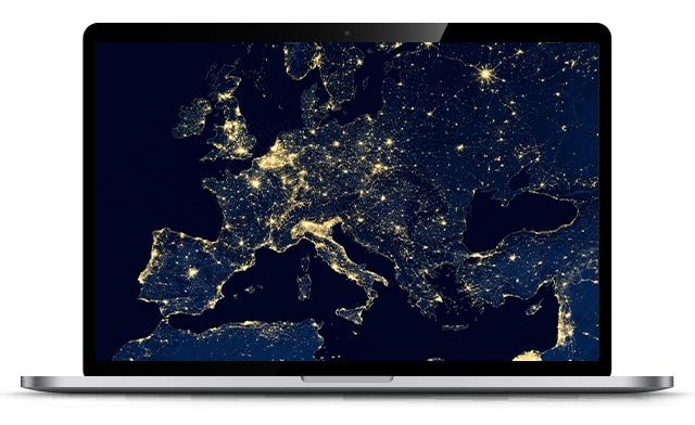 map of Europe displayed on laptop screen
