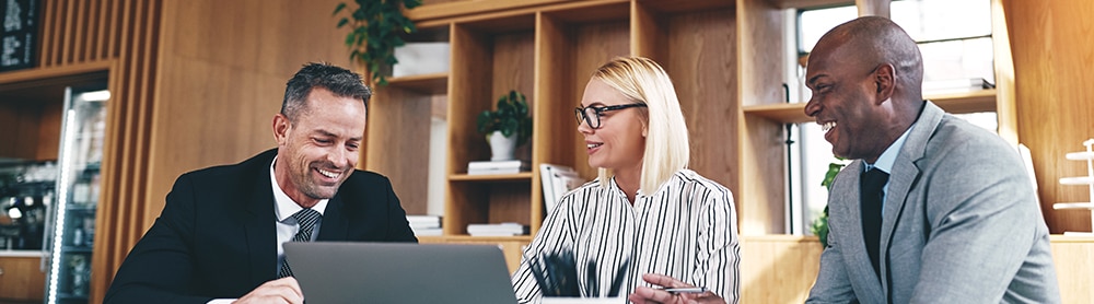 careers three people having conversation and loughing