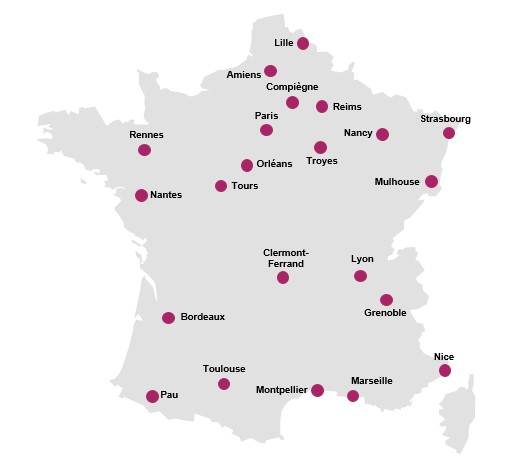 Carte présence CGI écoles/universités à travers la France