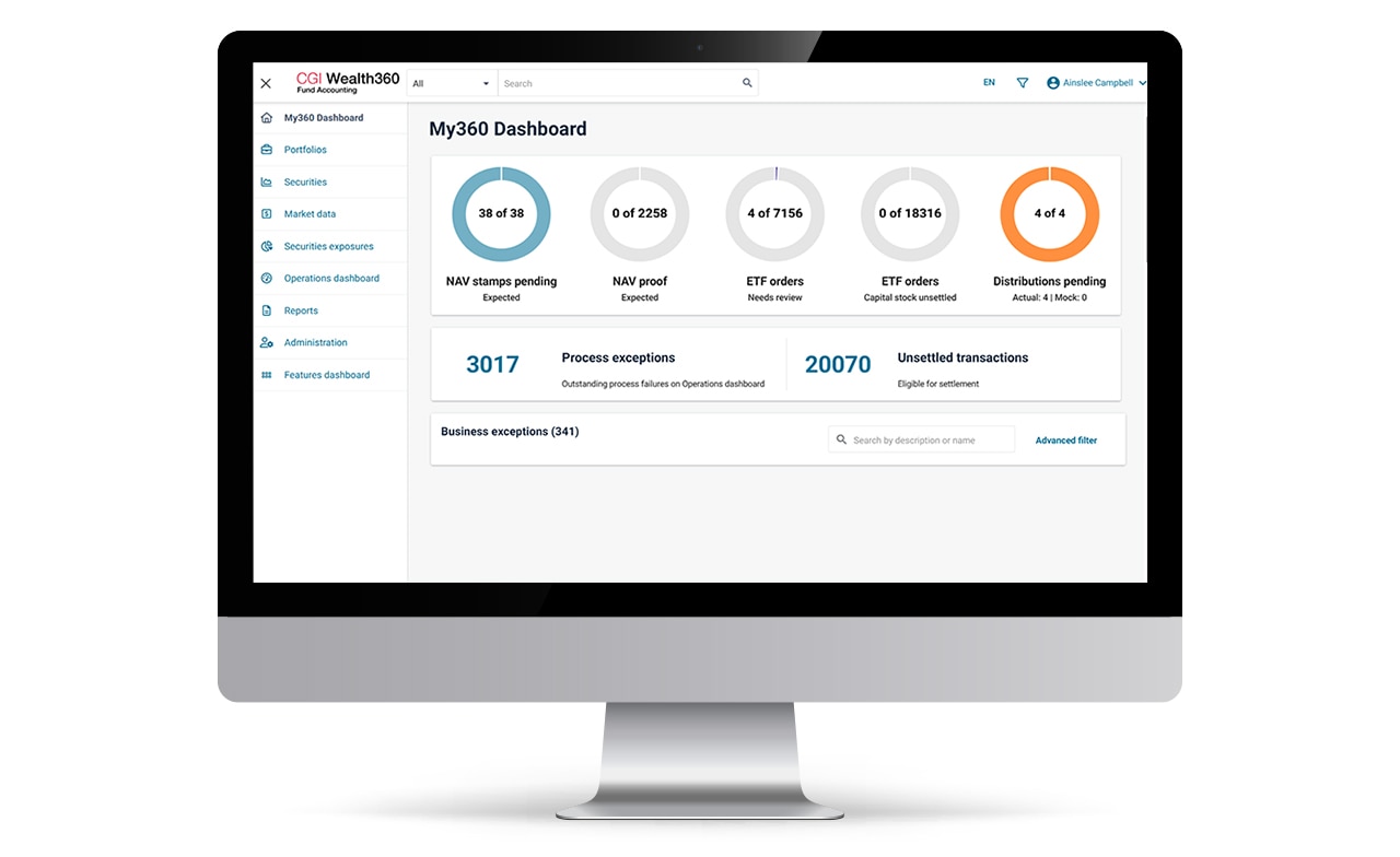 CGI Wealth360 Fund Accounting screen