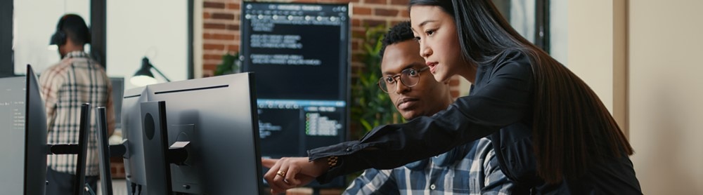 Consultants working on a laptop Consultants working on a laptop