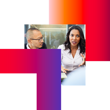 Colleagues discussing application services