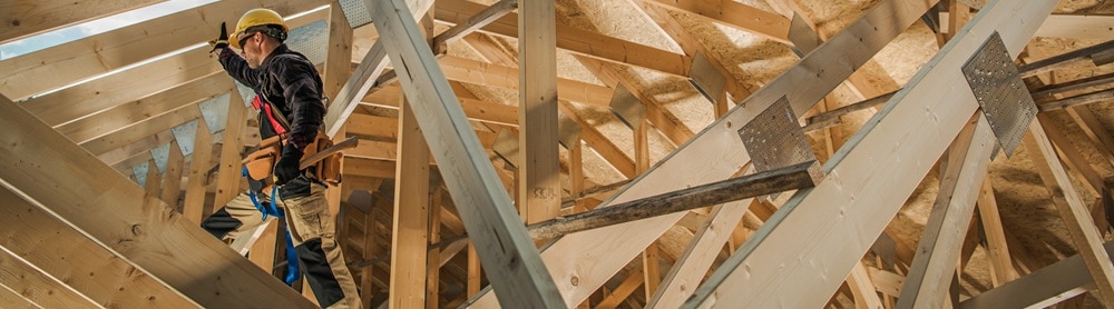 A construction worker on a residential build site