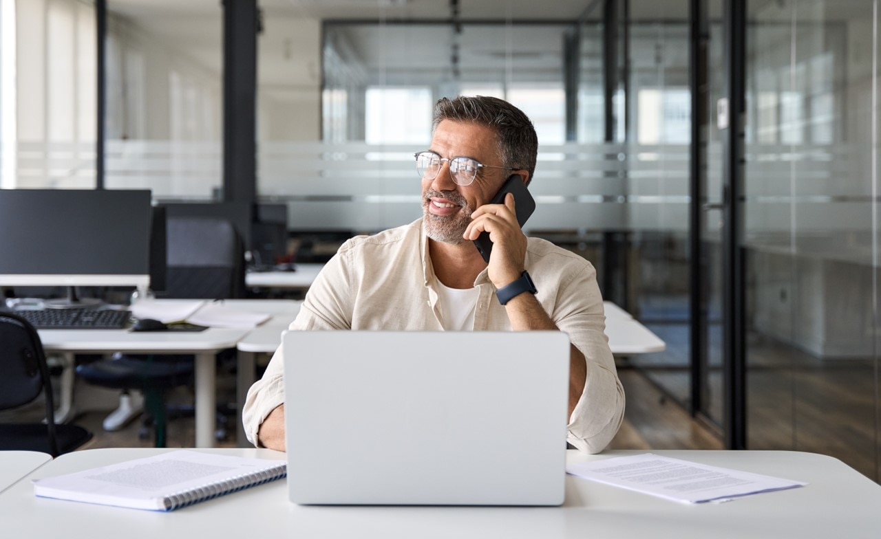 Consultant making a phone call Consultant making a phone call