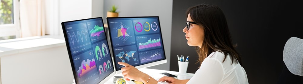 Le consultant pointe vers les données à l'écran