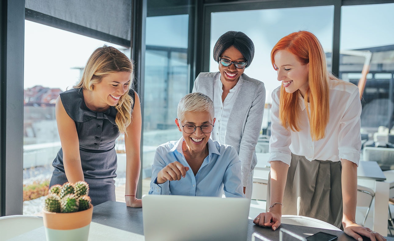 corporate professionals working together