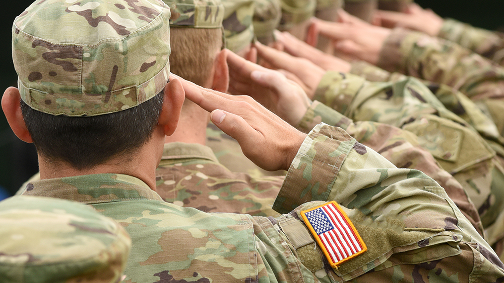 American soldiers saluting