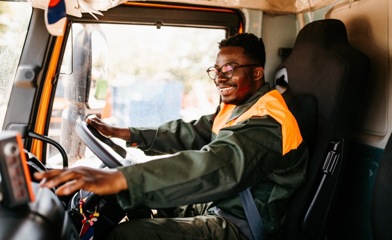Field service worker in truck 