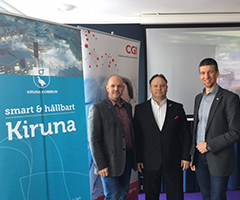 Representanter från Kiruna kommun och CGI testar HoloLens och den innovativa teknik som ska bidra till Kiruna stadsomvandling 