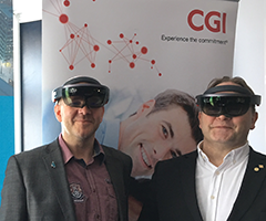 Representanter från Kiruna kommun och CGI testar HoloLens och den innovativa teknik som ska bidra till Kiruna stadsomvandling 