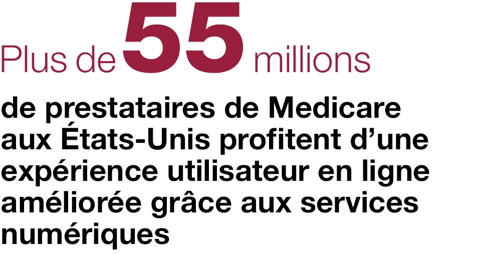 Plus de 55 millions  de prestataires de Medicare aux États-Unis profitent d’une expérience utilisateur en ligne améliorée grâce aux services numériques