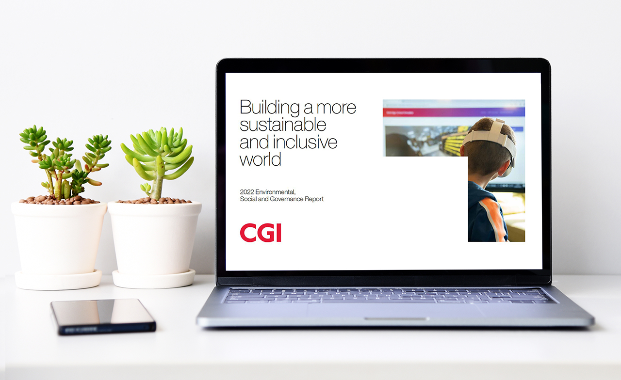 Laptop mit dem CGI ESG-Bericht 2022