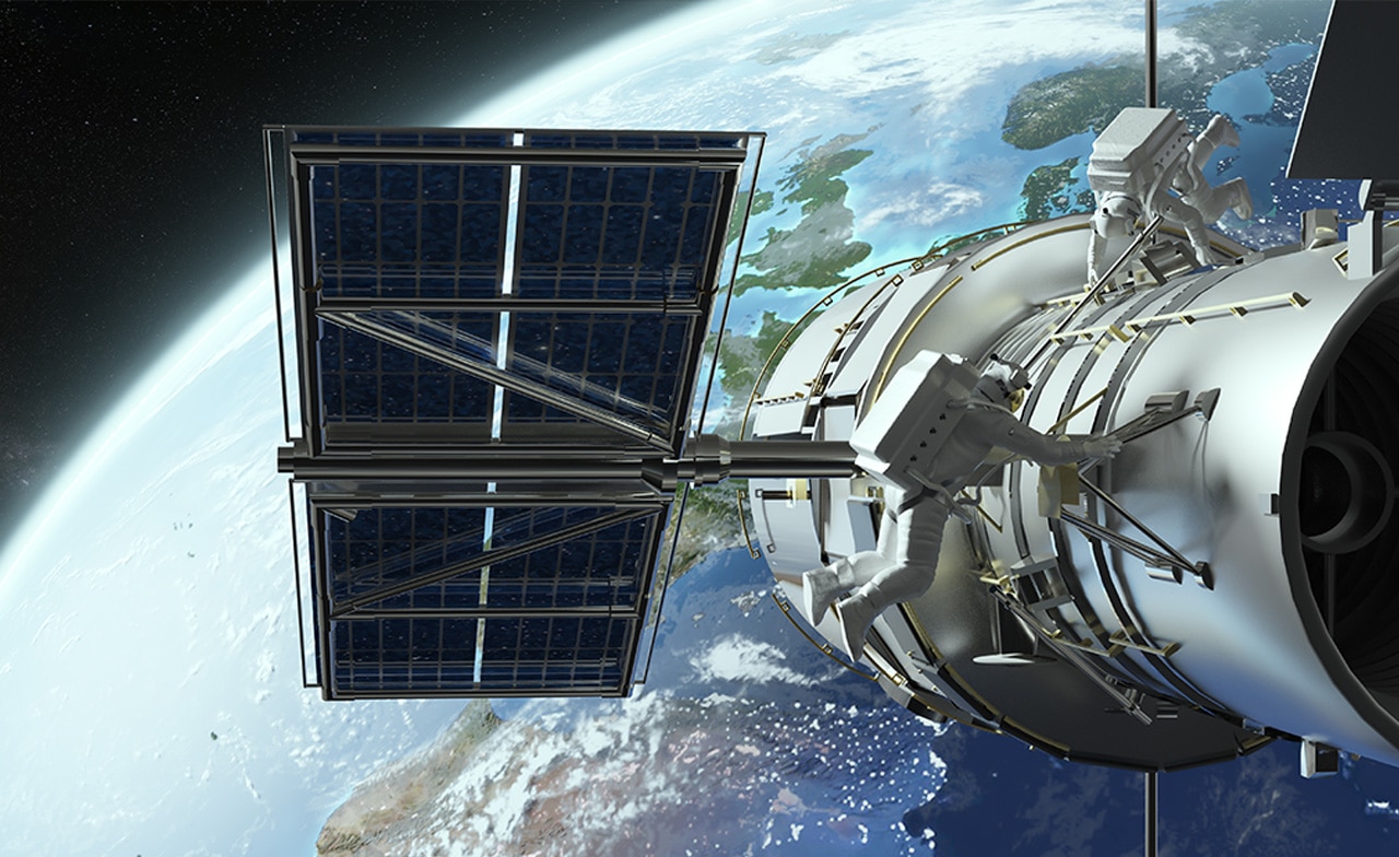 Earth and Satellite - View from Space