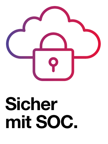 Icon mit Wolke und Schloss: Sicher mit SOC.