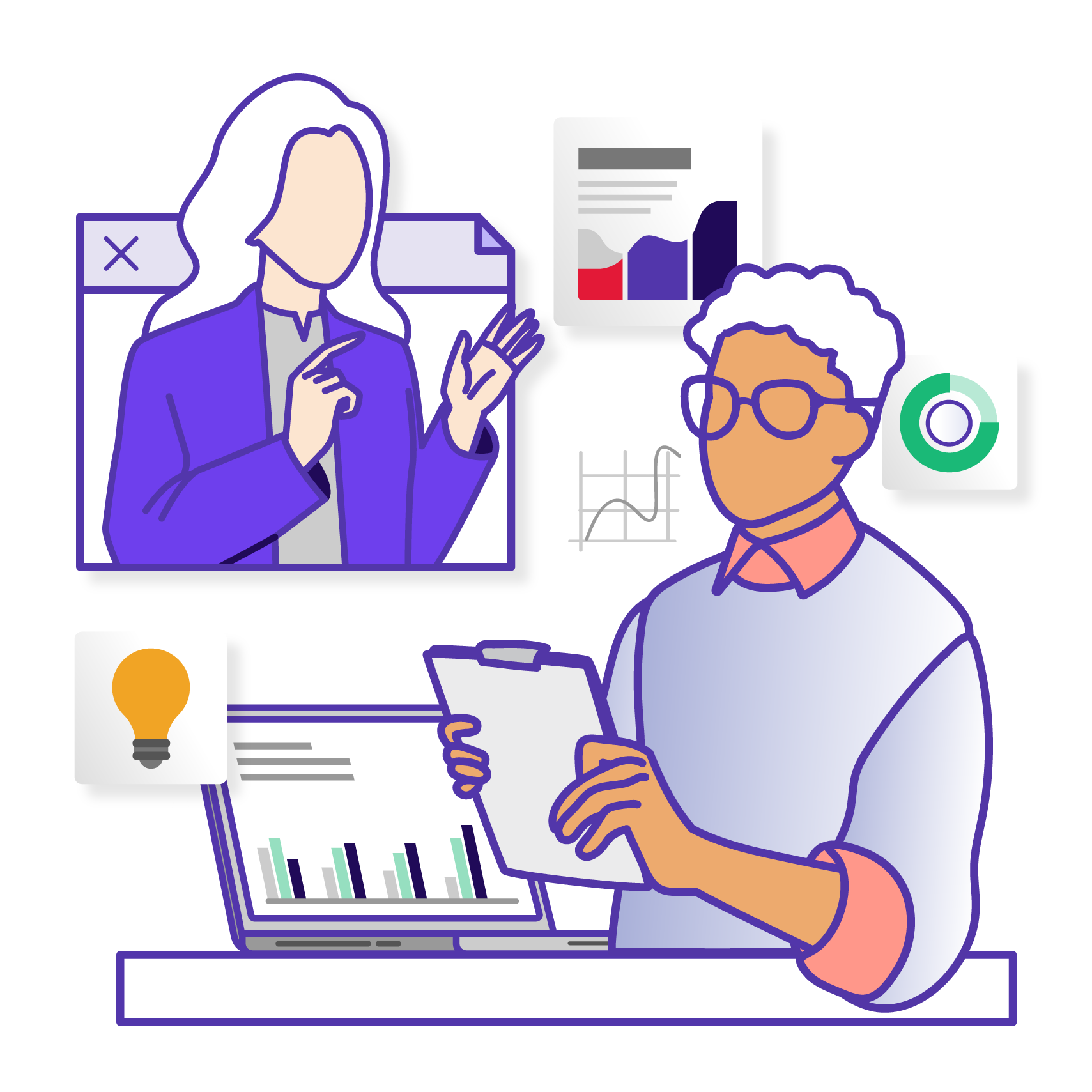 Illustration zu KI-gestütztem Application Management mit Automatisierung, Monitoring und Mensch-KI-Zusammenarbeit Illustration zu KI-gestütztem Application Management mit Automatisierung, Monitoring und Mensch-KI-Zusammenarbeit