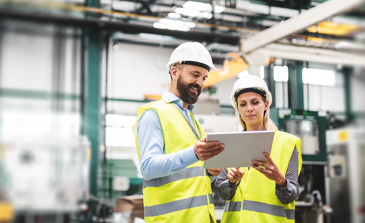 Manufacturing workers at factory