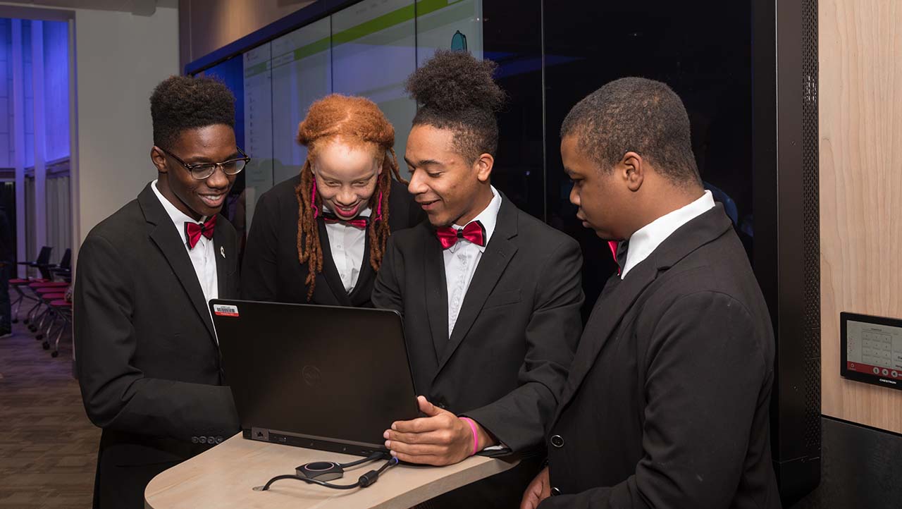 Deonta Trim with his winning Congressional App Challenge team in 2017