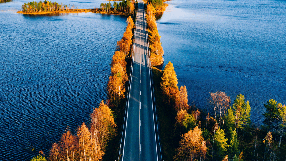 Roadway between river