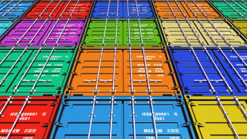 Colorful containers for transport