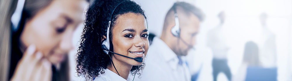 Woman with headset on