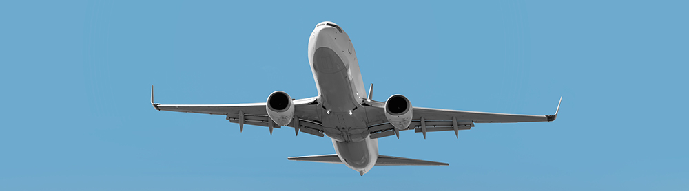 Commercial aircraft in flight