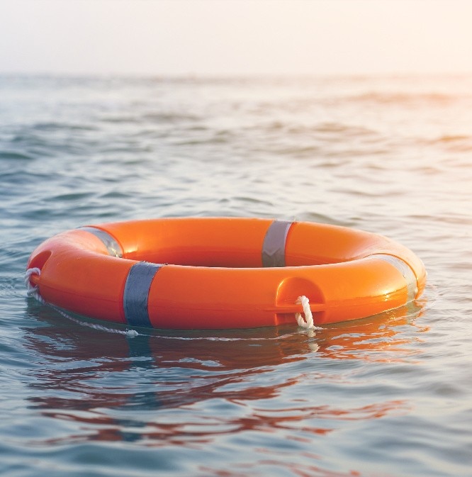 Life ring in the water