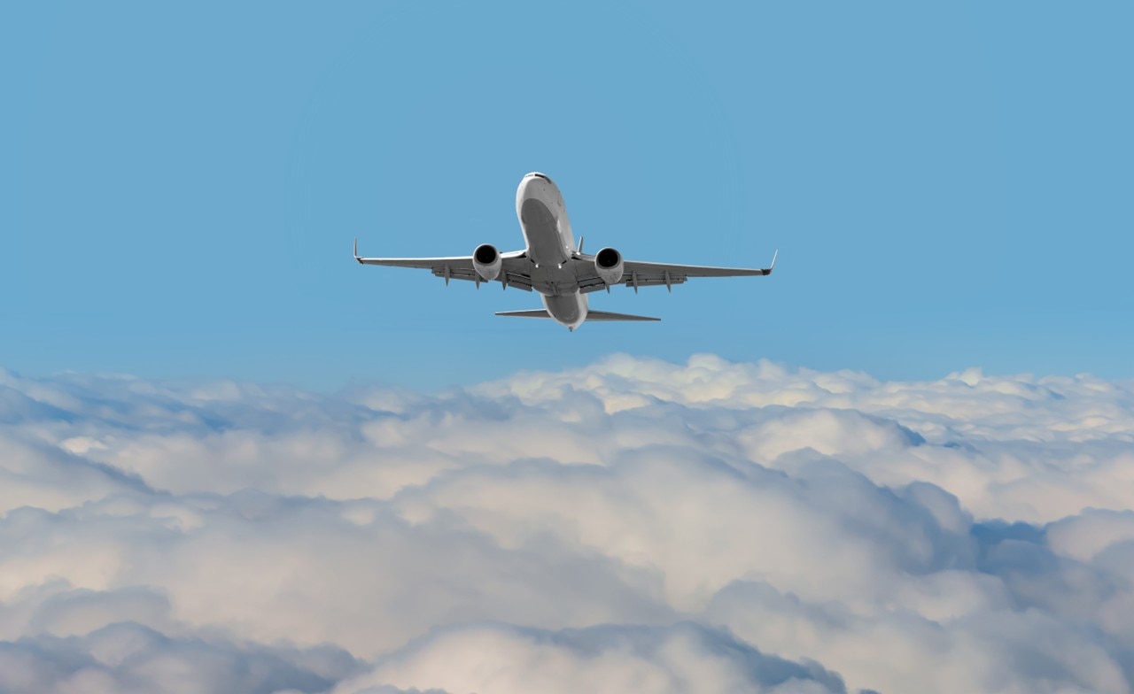 Plane taking flight in sky Plane taking flight in sky