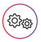 Icon showing two cogs in a circle