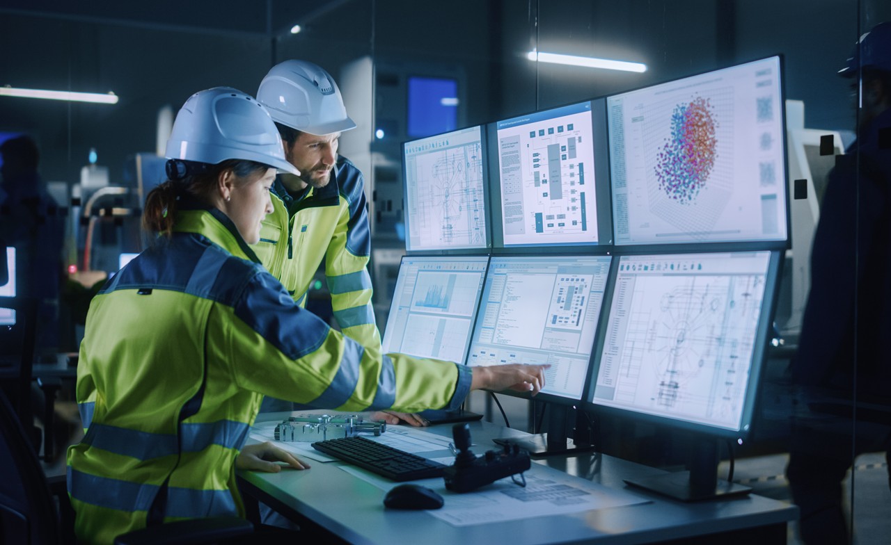 Ingenieurteam überwacht industrielle Systeme
