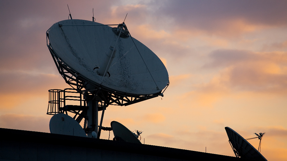 radio telescope array at dawn