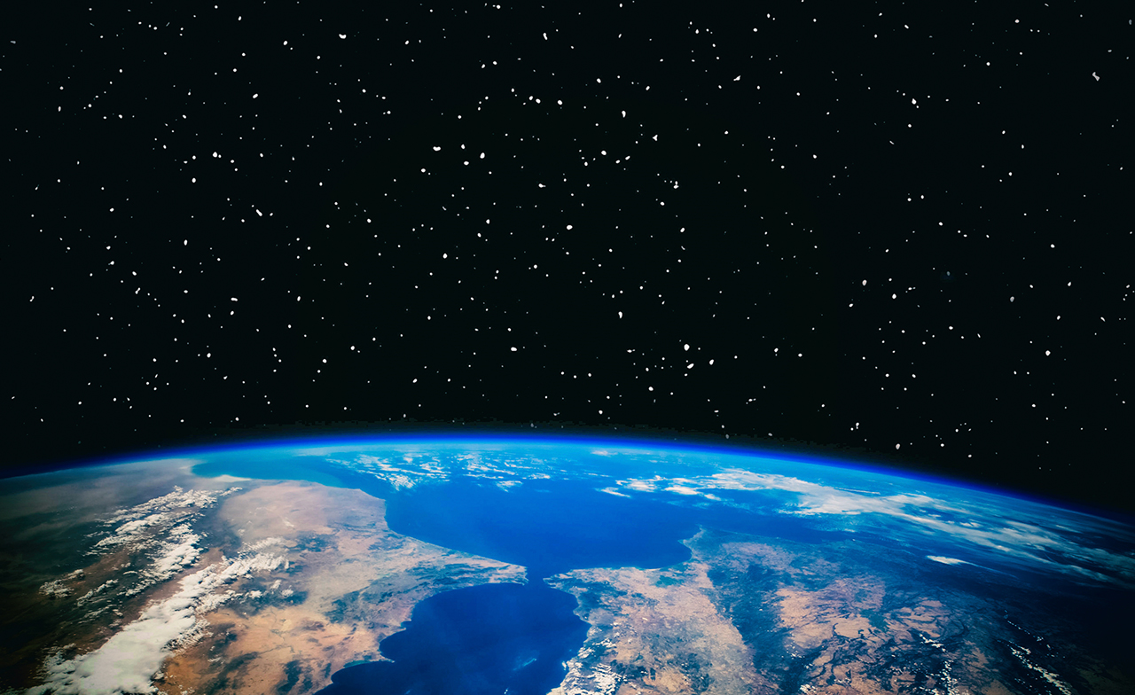 View of Earth and stars from space