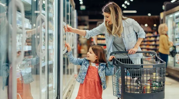 Woman and child shopping