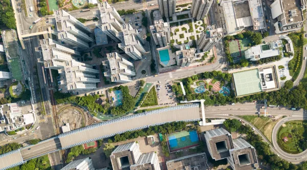 Drone view of a city