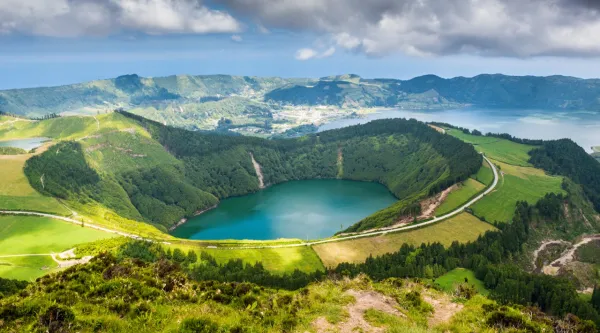 Aerial view of lake