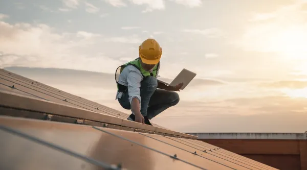 Engineer checking solar panel