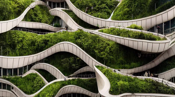 Gebäude mit grünen Pflanzen