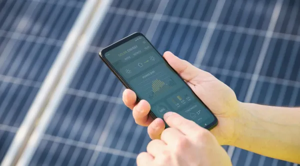 Mobile app monitoring solar panel
