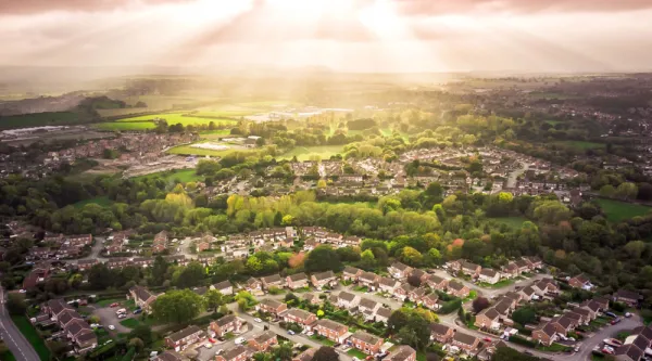 Aerial view of resiential property and housing