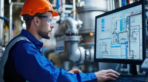 Utilities professional interacting with a digital interface.